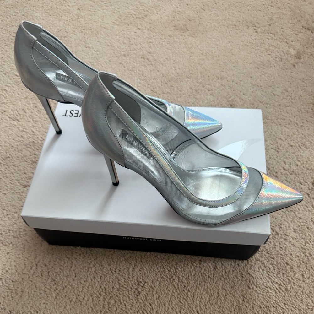 Nine West Silver Iridescent Stiletto Heels